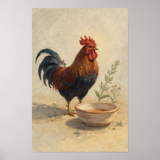 Poster Coq Rustique par Bol en Faïence (Devant)