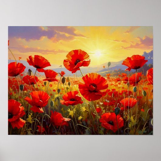 Poster Coquelicots dans la lumière du soir (Devant)