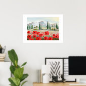 Poster Coquelicots en fête fleurs rouges. (Bureau à domicile)