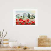 Poster Coquelicots en fête fleurs rouges. (Cuisine)