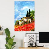POSTER COQUELICOTS EN TOUSCANIE (Bureau à domicile)