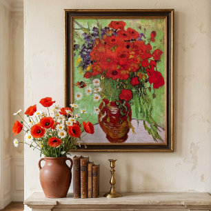 Poster Coquelicots rouges et pâquerettes par Vincent van 