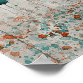 Poster Coquelicots sarcelle et gris, Mur de fleurs à l'aq (Coin)