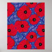 Poster Coquelicots sur fond violet illustrés à la main  (Devant)