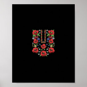 Poster Coquelicots Ukraine Floral Ukrainienne Vyshyvan