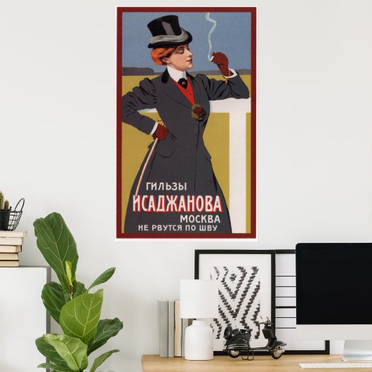 Poster Coques de cigarettes de Isadzhanov Ad ~ Moscou 190 (Bureau à domicile)