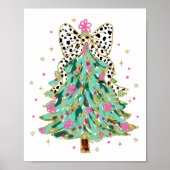 Poster Coquette Arbre de Noël Preppy Holiday Bow (Devant)