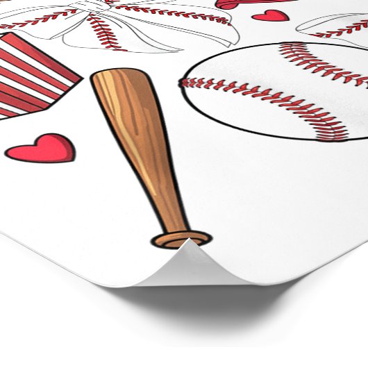 Poster Coquette Baseball Femmes Bow Baseball Filles Cheer (Coin)