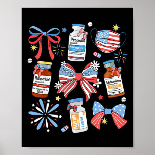 Poster Coquette Bow 4 juillet Infirmière Fille Pharmacie 