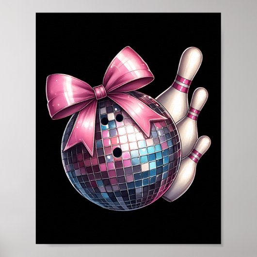 Poster Coquette Bow Bowling Ll Pins À damiers Disco Bowl (Devant)