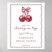 Poster Coquette Bow Cherry En Haut Fête des mariées Bienv (Devant)