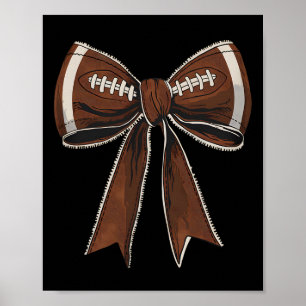 Poster Coquette Bow Citrouille Américain Football Thanksg