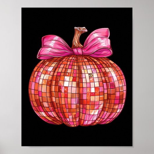 Poster Coquette Bow Disco Ball Citrouille mignonne Girl H (Devant)
