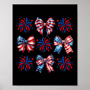 Poster Coquette Bow drapeau américain patriotique Joyeux
