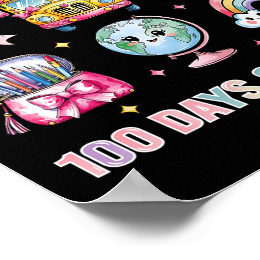 Poster Coquette Bow Enseignant Étudiant 100 Jours D'École (Coin)