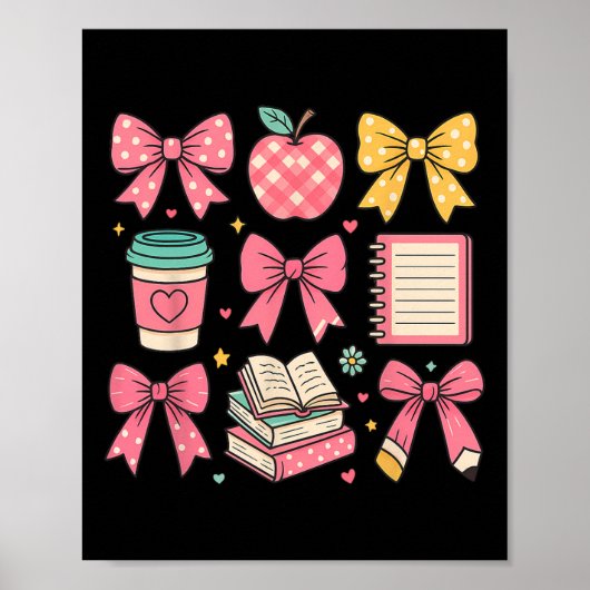 Poster Coquette Bow Étudiante Joyeux Premier Jour Retour (Devant)
