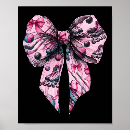 Poster Coquette Bow Inline Hockey Player Girl Mom Mother' (Devant)