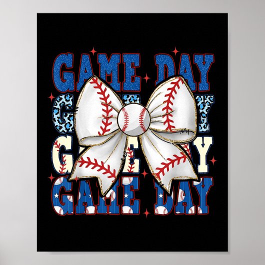 Poster Coquette Bow Jour Baseball Softball Funny Chee (Devant)