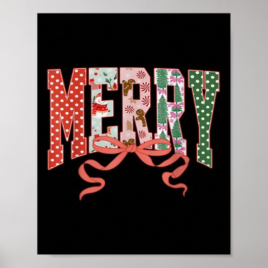 Poster Coquette Bow Joyeux Noël Noël Jeu de Noël Pajamas (Devant)