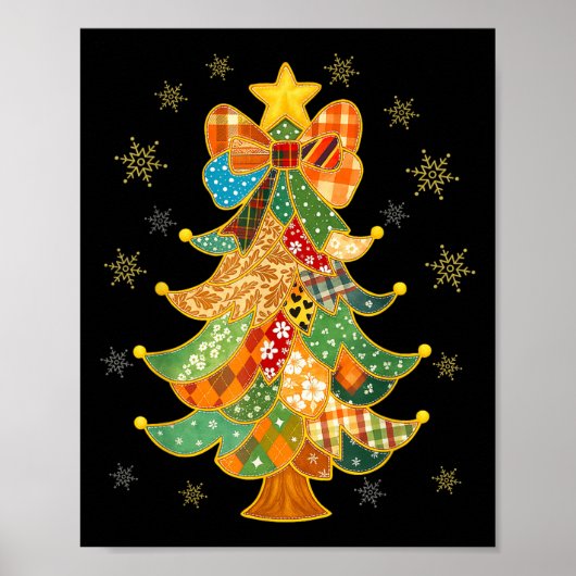 Poster Coquette Bow Joyeux Noël Noël Noël Arbre Jour féri (Devant)