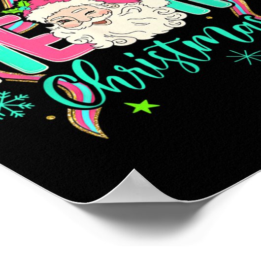 Poster Coquette Bow Joyeux Noël Noël Noël Noël Père Noël (Coin)