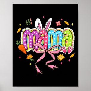 Poster Coquette Bow Mama Bunny Pâques Maman Boho Flores F