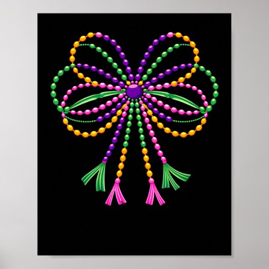 Poster Coquette Bow Mardi Gras Festival Fleur De Lis Carn (Devant)