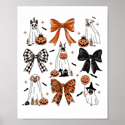 Poster Coquette Bow mignon Chiens fantômes Halloween Citr (Devant)