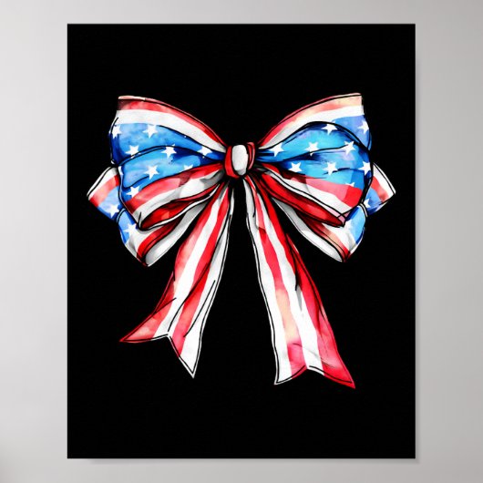 Poster Coquette Bow Patriotic Drapeau américain heureux 4 (Devant)
