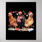 Poster Coquette Bow Poulet de Noël Casquette Lumières Fer (Devant)