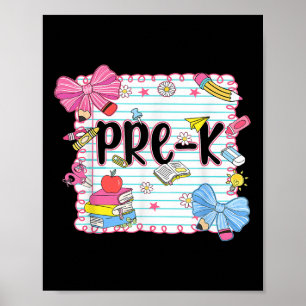 Poster Coquette Bow Pré-k Premier Jour De L'École Enseign