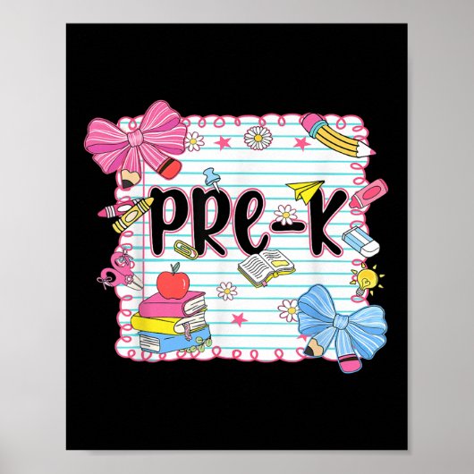 Poster Coquette Bow Pré-k Premier Jour De L'École Enseign (Devant)