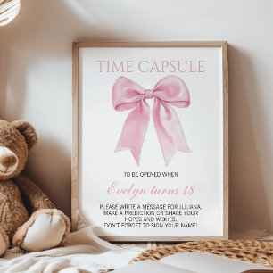 Poster Coquette Bow rose Anniversaire Capsule du temps