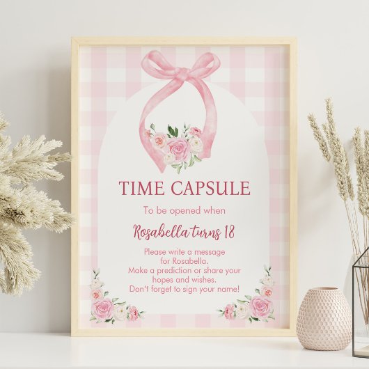 Poster Coquette Bow rose Anniversaire Capsule temps Poste