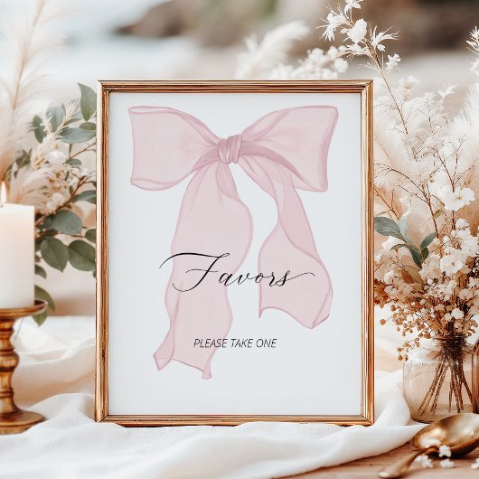 Poster Coquette Bow Rose Anniversaire Fête Faveurs