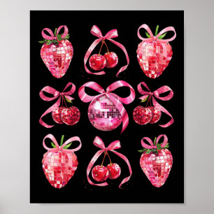 Poster Coquette Bow rose Esthétique Y2k Cerise fraise
