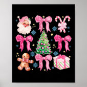 Poster Coquette Bow Santa Claus Rose Joyeux Noël FEMME (Devant)