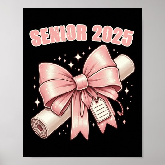 Poster Coquette Bow Senior 2025 Graduation Long Sleeve (Devant)