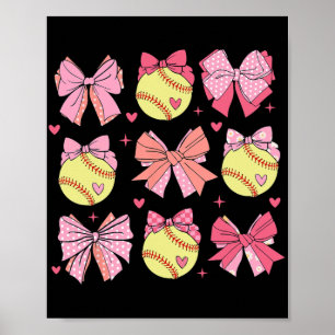 Poster Coquette Bow Softball Maman Mères Jour Softball Ma