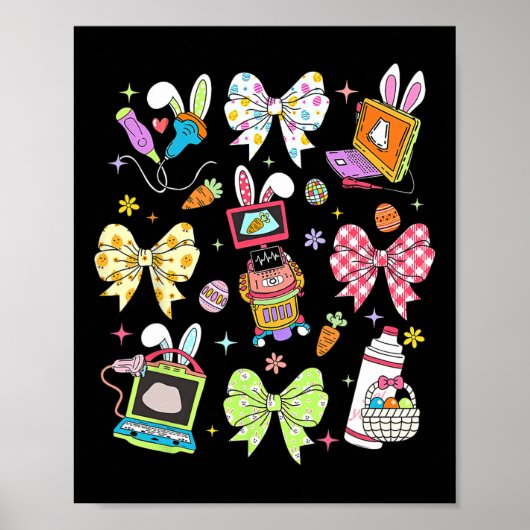 Poster Coquette Bow Sonographer Easter Ultrasound Tech Rd (Devant)