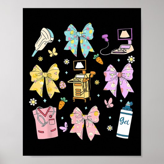 Poster Coquette Bow Sonographer Easter Ultrasound Tech So (Devant)