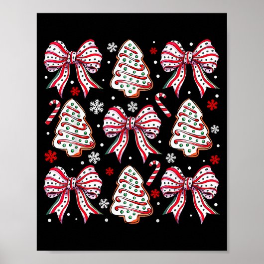 Poster Coquette Bow Tree Cake Candy Cane Merry Christmas (Devant)