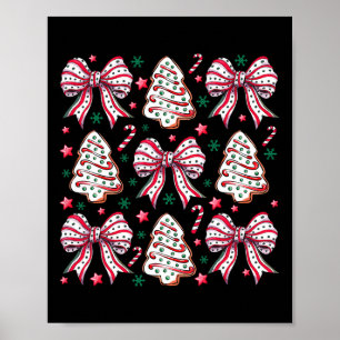 Poster Coquette Bow Tree Cake Sucre de canne Joyeux Noël