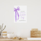 Poster Coquette Bow violet fête de graduation Bienvenue (Cuisine)