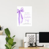 Poster Coquette Bow violet fête de graduation Bienvenue (Bureau à domicile)