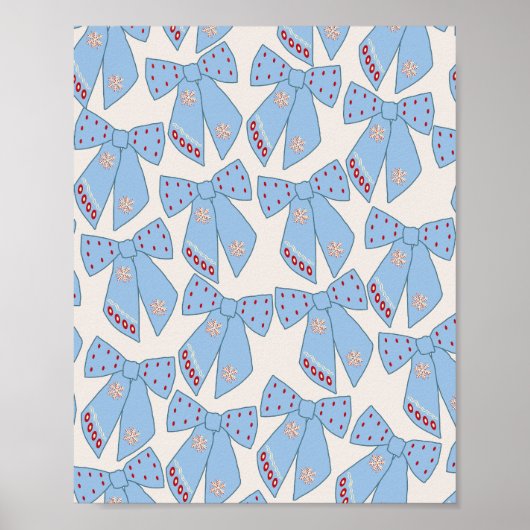 Poster Coquette Bows Bleus (Devant)
