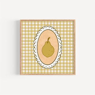 Poster Coquette Capricieuse Poire avec Fond Gingham