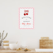 Poster Coquette Cerise sur le Baby shower Wavy Accueil (Cuisine)