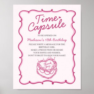 Poster Coquette Coeur rose Cerry Cake Anniversaire Temps 