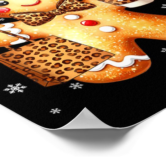 Poster Coquette Cute Gingerbread Leopard Bow Christmas Gi (Coin)
